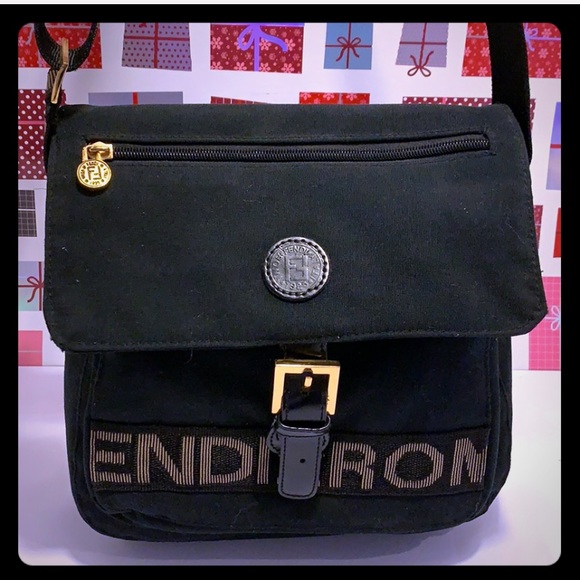 VTG FENDI Black Unisex Canvass CrossbodySling Bag - Picture 3 of 16